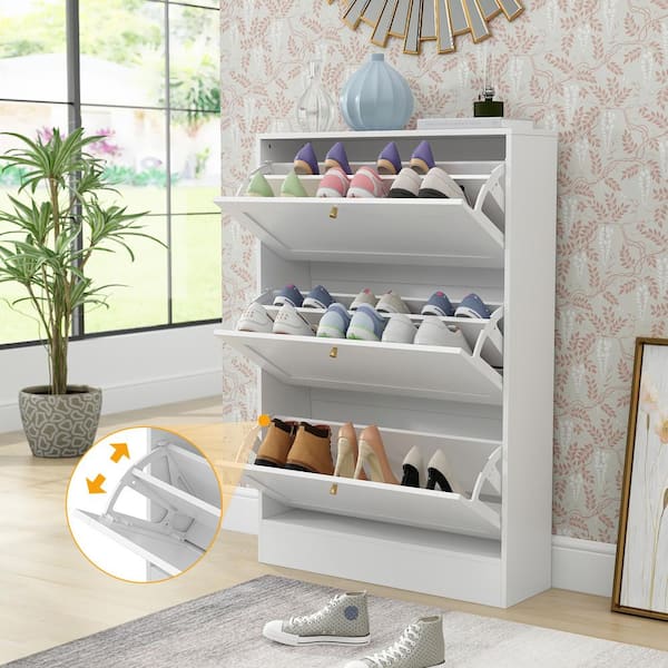 Home Modern 3 Drawer Shoe Cabinet 3-Tier Shoe Rack Storage