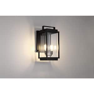 Rockwell 2-Lights Black Outdoor Hardwired Transitional Wall Sconce