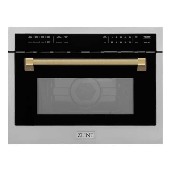 Autograph Edition 24 in. 1.6 cu. ft. Built-In Microwave Oven in Stainless Steel and Polished Gold Helix Handle