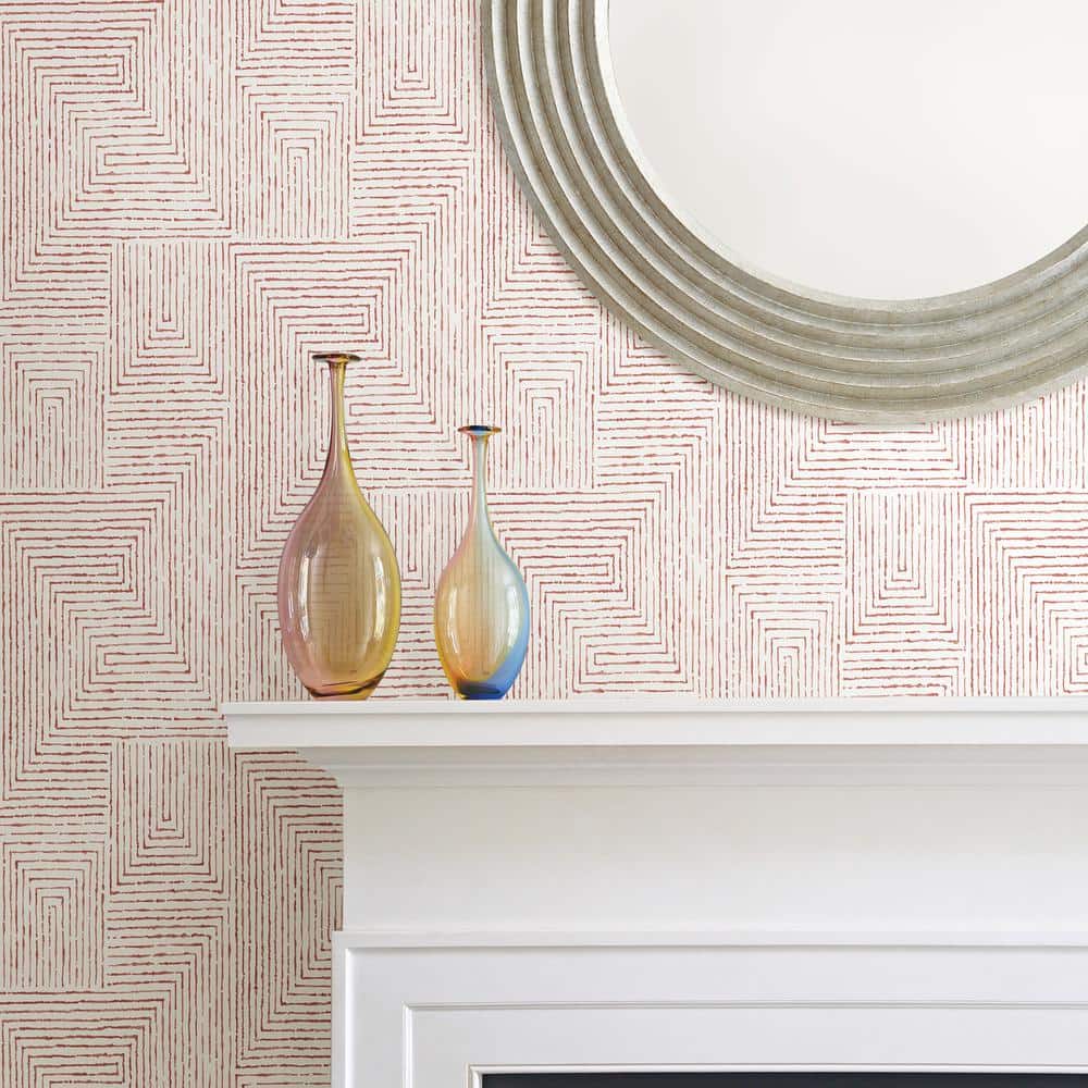 Merritt Red Geometric Non-Woven Washable Wallpaper