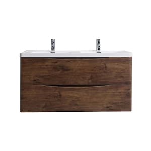 Smile 48 in. W x 19 in. D x 21.5 in. H Bathroom Vanity in Rosewood with White Acrylic Top with White Sink