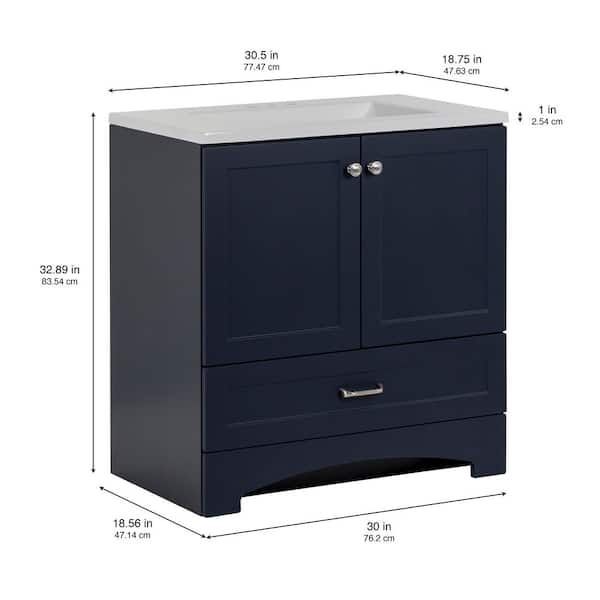 Glacier Bay Lancaster 31 in. W Vanity in Deep Blue and 21 in. Deep