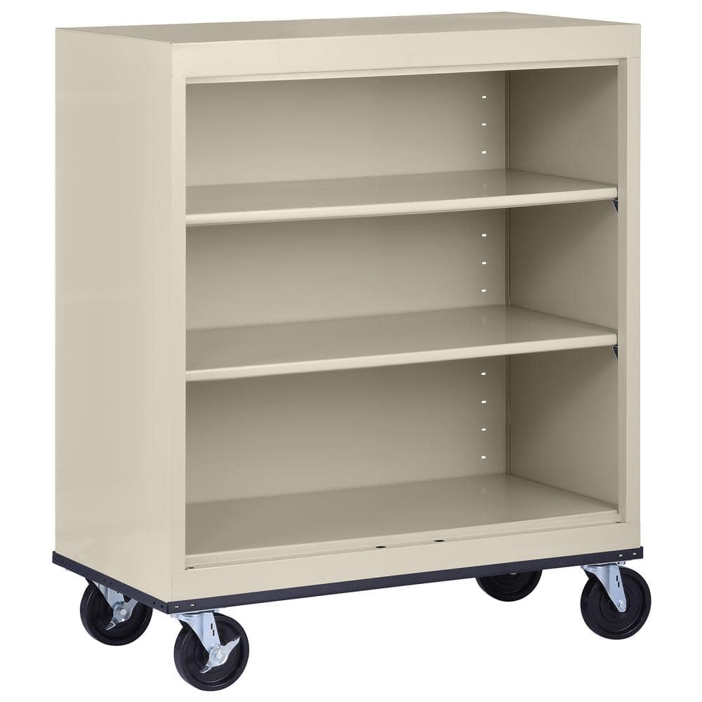 Mobile Bookcase Series 3-Shelf 42 in. Tall Steel Standard Bookcase With Cas