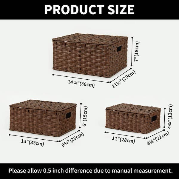 Brown, 11.5 in. x 14.25 in. x 7 in., Plastic Wicker Decorative