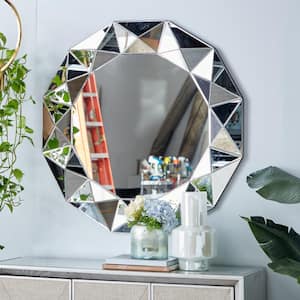 40 in. x 40 in. Starburst Round Frameless Silver Wall Mirror