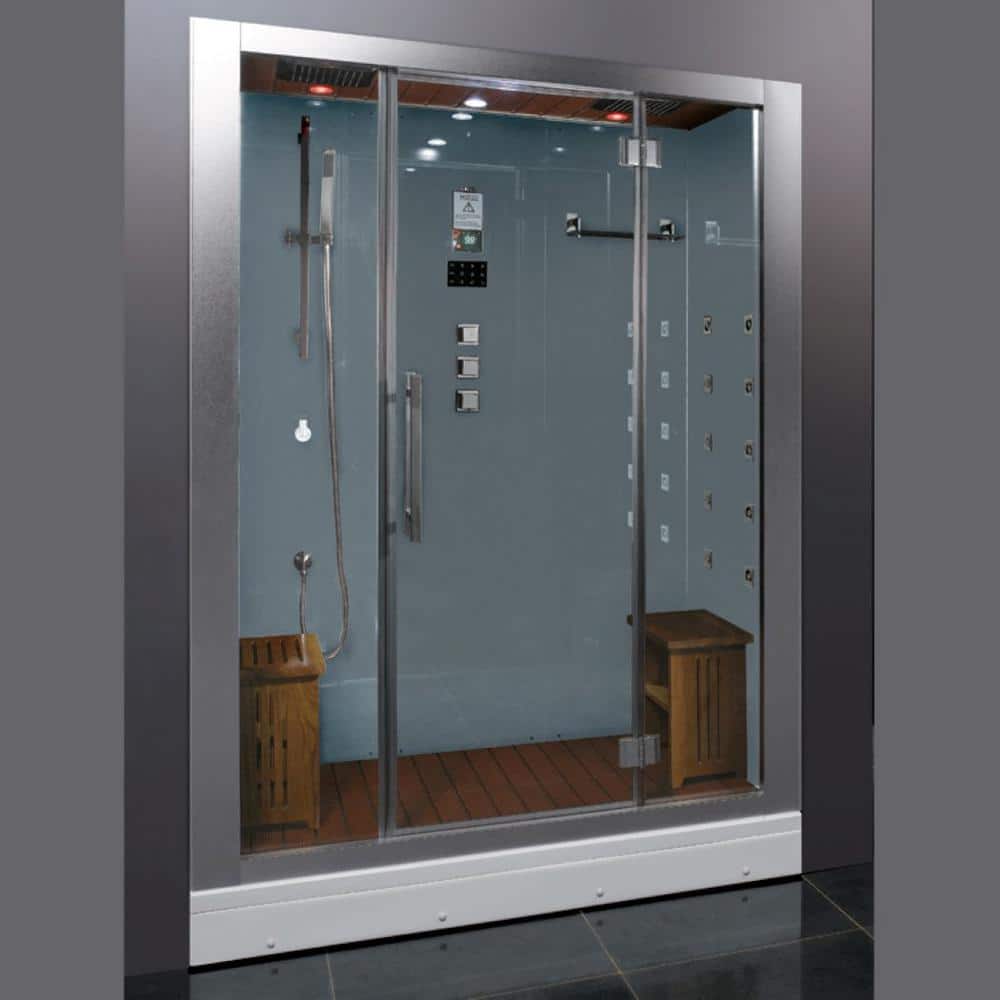 Platinum 59 in. x 32 in. x 87 in. Steam Shower Kit in White with Bluetooth,