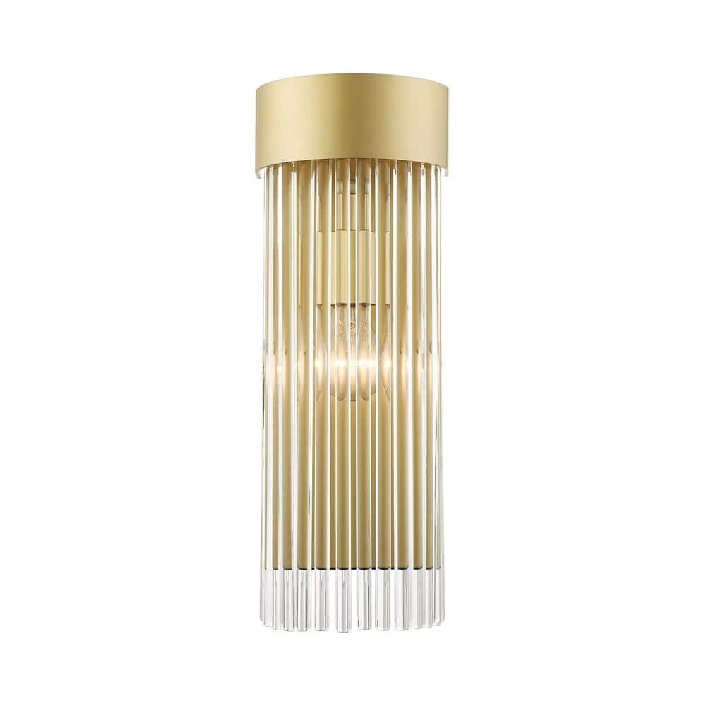 AVIANCE LIGHTING Worthington 6 in. 1Light Soft Gold Wall Sconce with Clear Crystal Rods HD67714