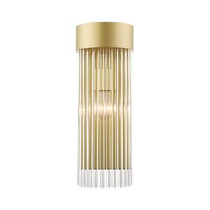 Worthington 6 in. 1-Light Soft Gold Wall Sconce with Clear Crystal Rods