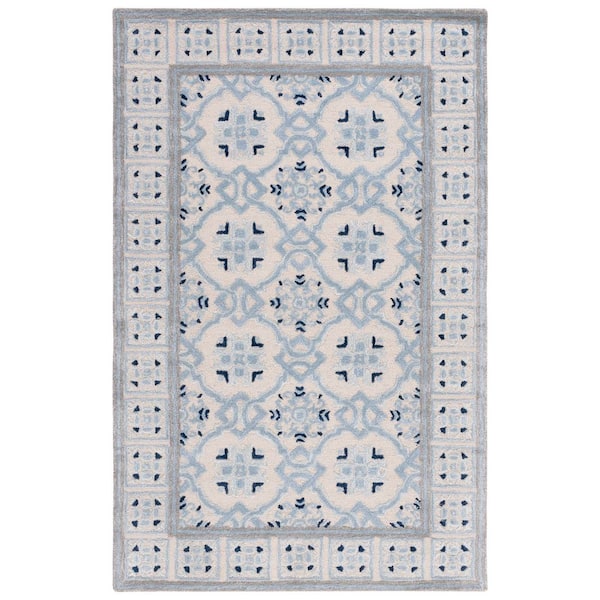 Bella 5 ft. x 8 ft. Ivory/Blue Oriental Area Rug