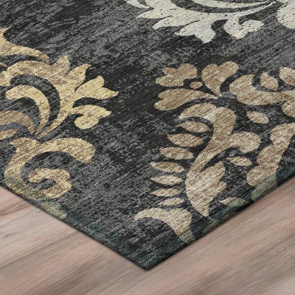 Chantille Machine Washable Indoor/Outdoor Abstract ACN3148 Black 2 ft. x 7 ft. Runner Rug