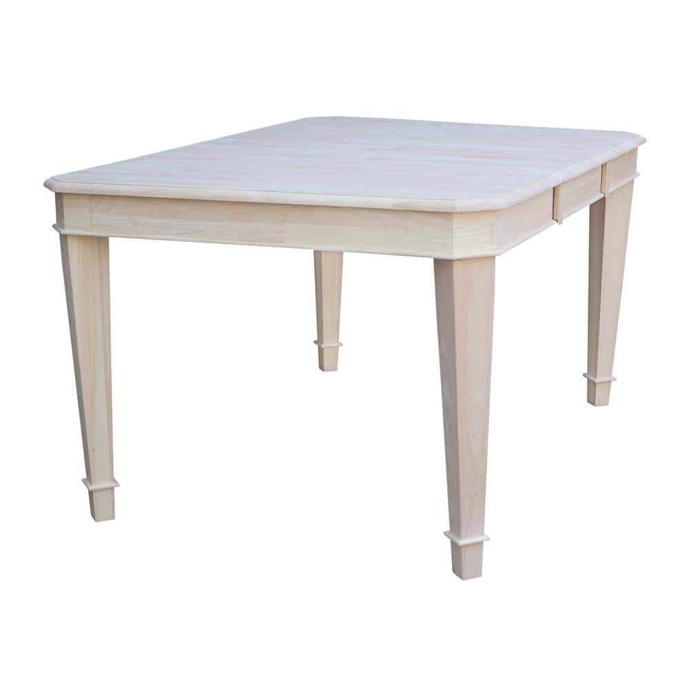 White Wood Extendable Rectangular Dining Table with Tapered Legs