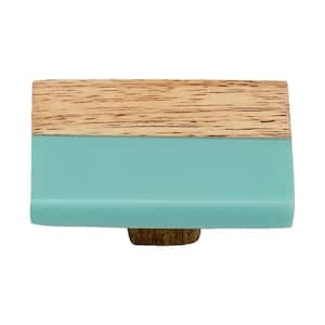 Frosted Straight Timber 2 in. Turquoise Resin Cabinet Knob