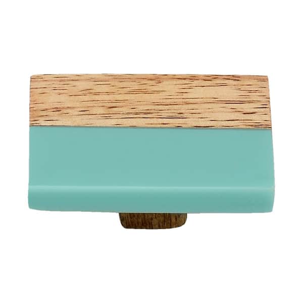 Mascot Hardware Frosted Straight Timber 2 in. Turquoise Resin Cabinet Knob