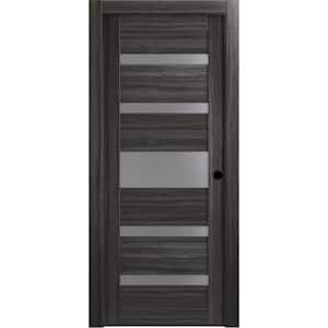 24 in. x 80 in. Gina Gray Oak Left-Hand Solid Core Composite 5-Lite Frosted Glass Single Prehung Interior Door