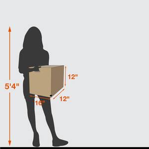 16 in. L x 12 in. W x 12 in. D Heavy-Duty Small Moving Box with Handles