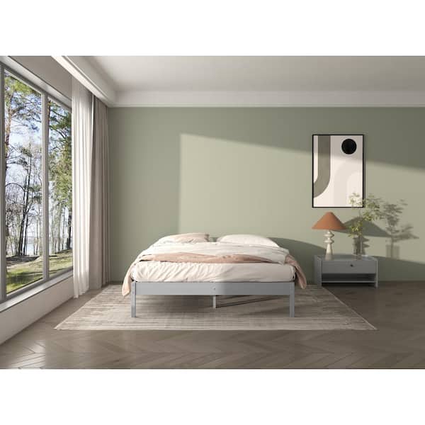 Dwell Home Inc Steven Gray Pine Basic Frame Full Platform Bed