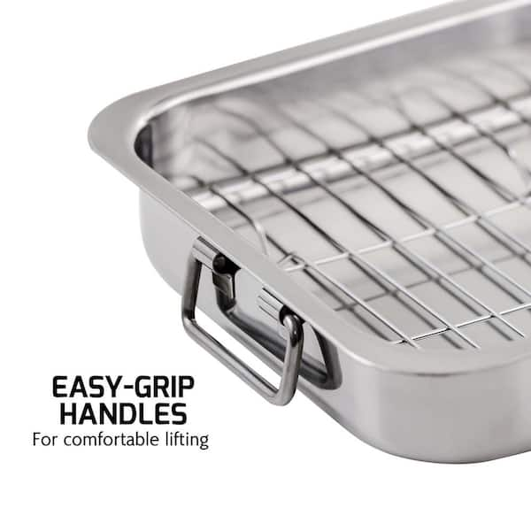 Stainless Steel Roasting Pan with Rack MW3553 - The Home Depot