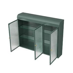 35.45 in. W x 7.87 in. D x 27.55 in. H Bathroom Storage Wall Cabinet in Dark Green, Metal Glass Cabinets