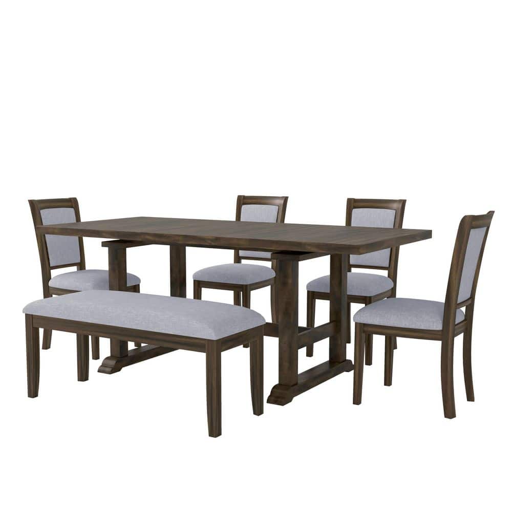 Jarom 6-Piece Rectangle Black Solid Wood Top Extendable Dining Table Set Seats 6 price history on PriceWatchPro