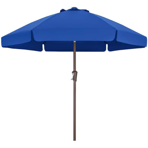 7.5 ft. Outdoor Market Tilt Patio Umbrella with Powder Coated Steel Pole and Fiberglass Frames, Blue