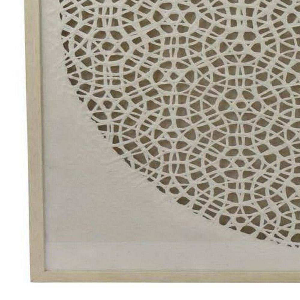 White Carved Cutout Design Framed Canvas Painting
