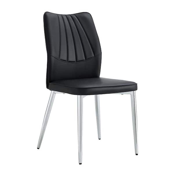 Modern Black PU Leather Seat Dining Chairs Set of 6 for Kitchen, Living, Dining Room