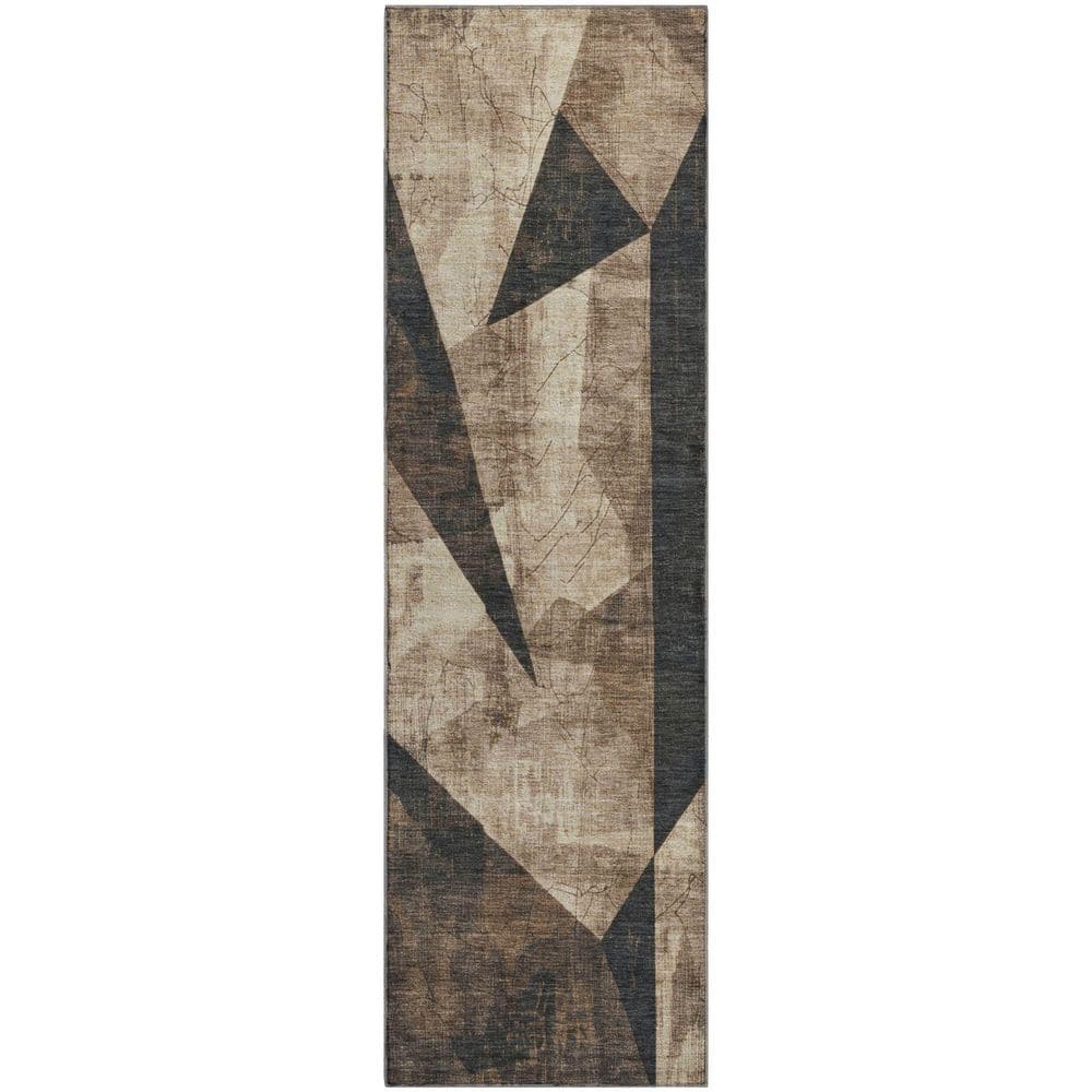Mayfield Premium Machine Washable Abstract AMF1838 Mocha 2 ft. 3 in. x 7 ft. 6 in. Runner Rug price history on PriceWatchPro