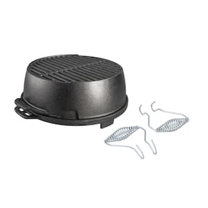 12 in. Portable Cast Iron Kickoff Charcoal Grill in Black