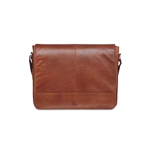 Arizona Collection Cognac Leather Messenger Bag for 15 in. Laptop/Tablet