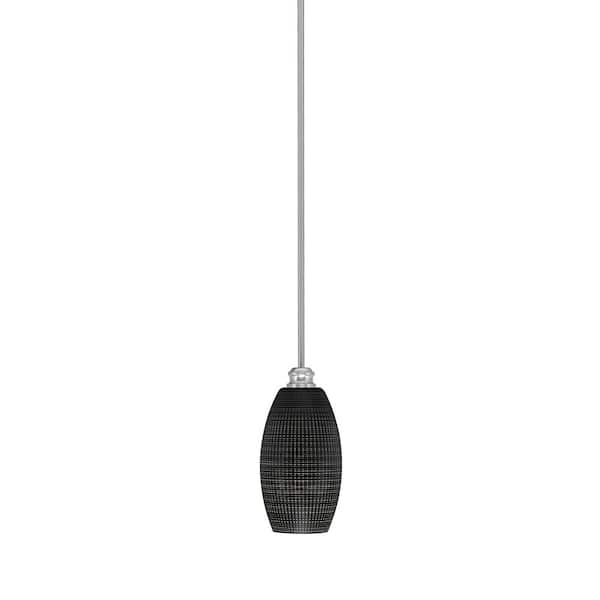 Unbranded Albany 60-Watt 1-Light Brushed Nickel Pendant Mini Pendant Light Black Matrix Glass and Light Bulb Not Included