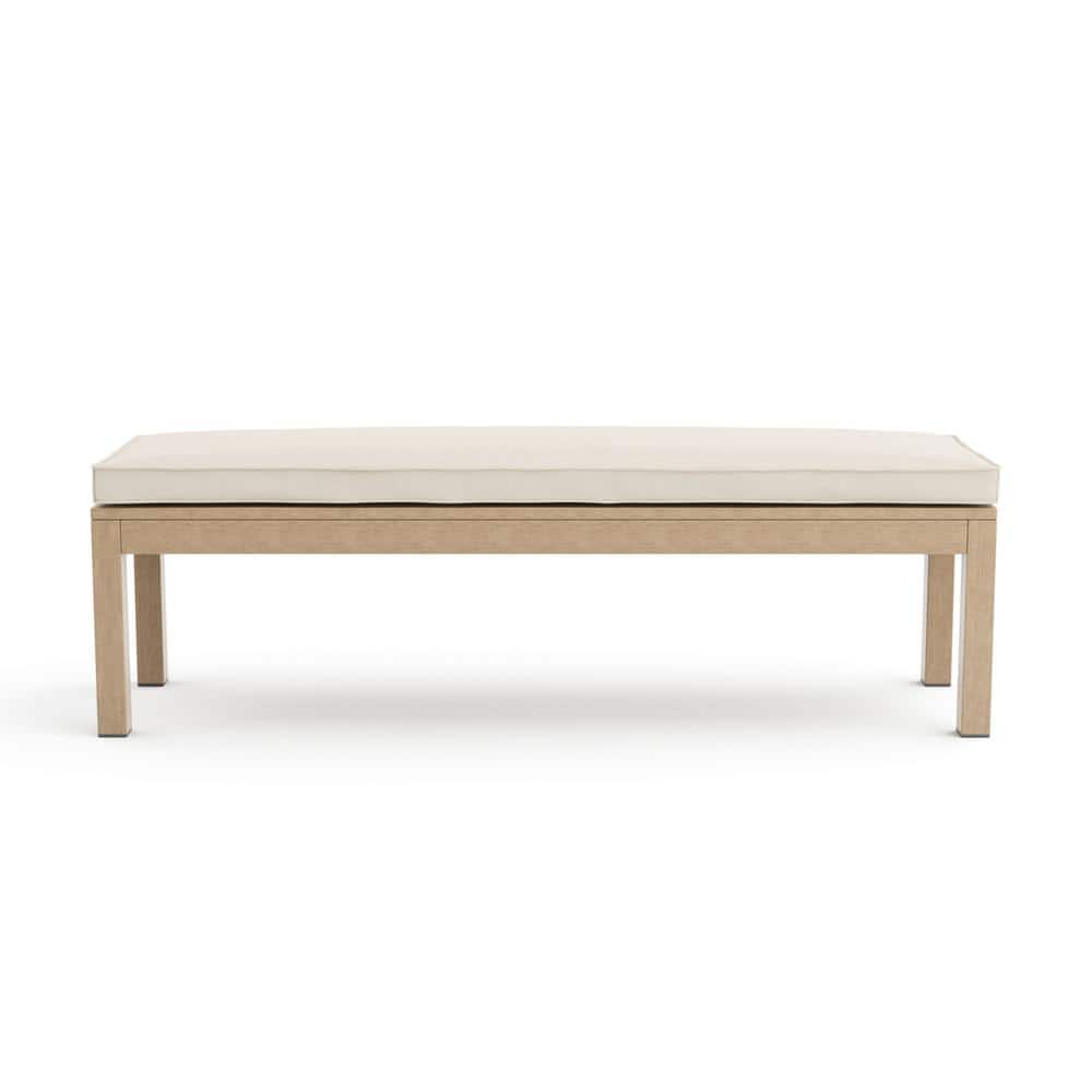 Bordeaux 57" Beige Aluminum Outdoor Dining Bench with Foam Cushion