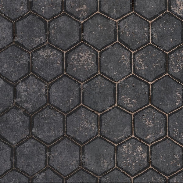 Brewster Geometrics Charcoal Wallpaper Sample
