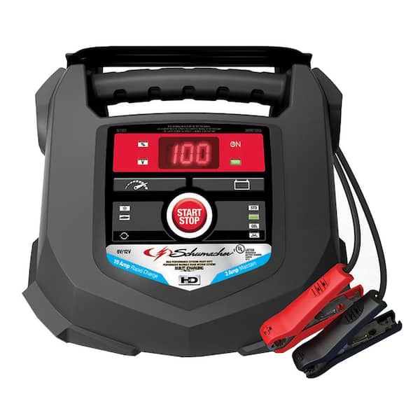 Schumacher Electric Schumacher 15A 6-Volt/12-Volt Fully Automatic Battery  Charger and Maintainer with Auto Voltage Detection SC1323 - The Home Depot