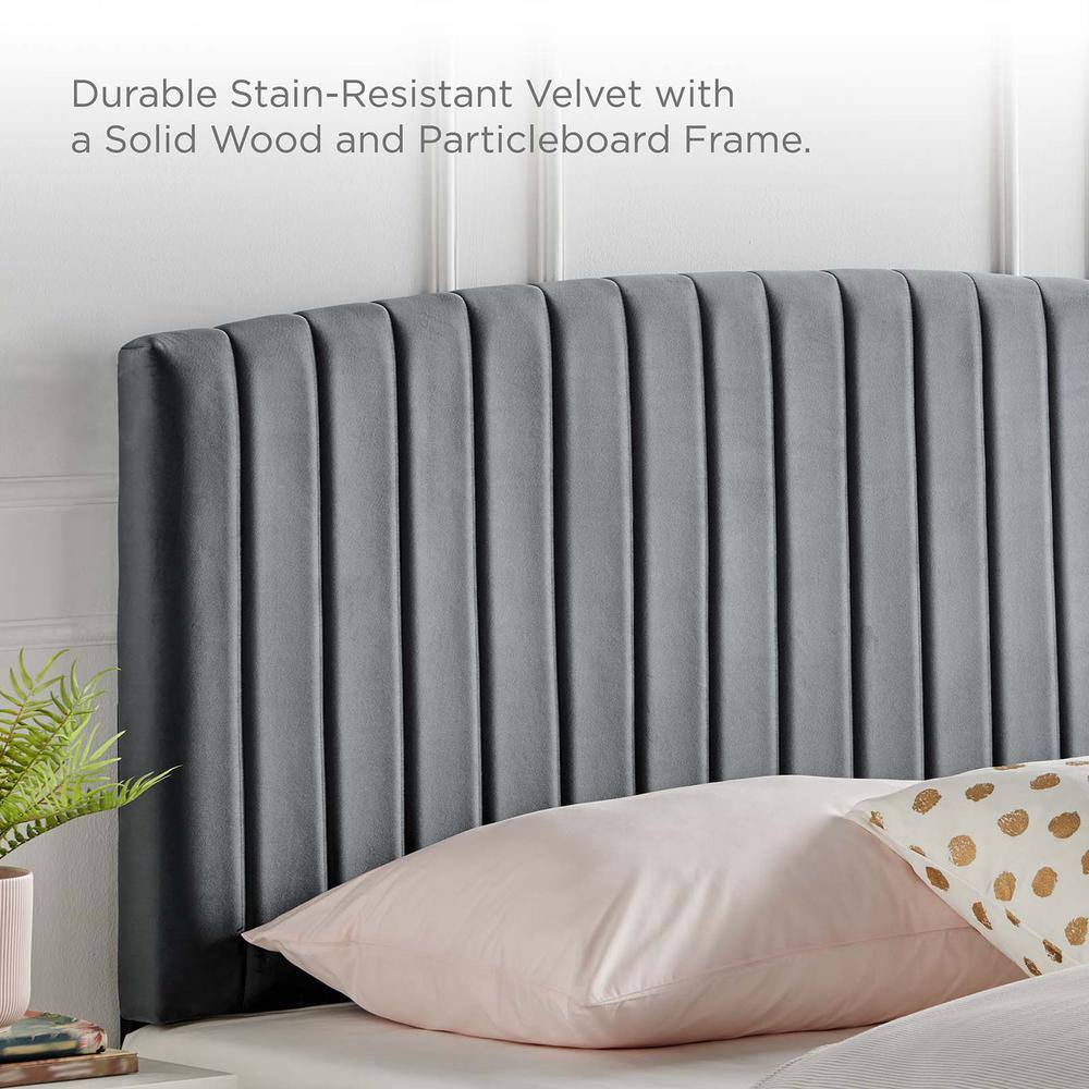 Charcoal Twin Upholstered Tufted Velvet Headboard