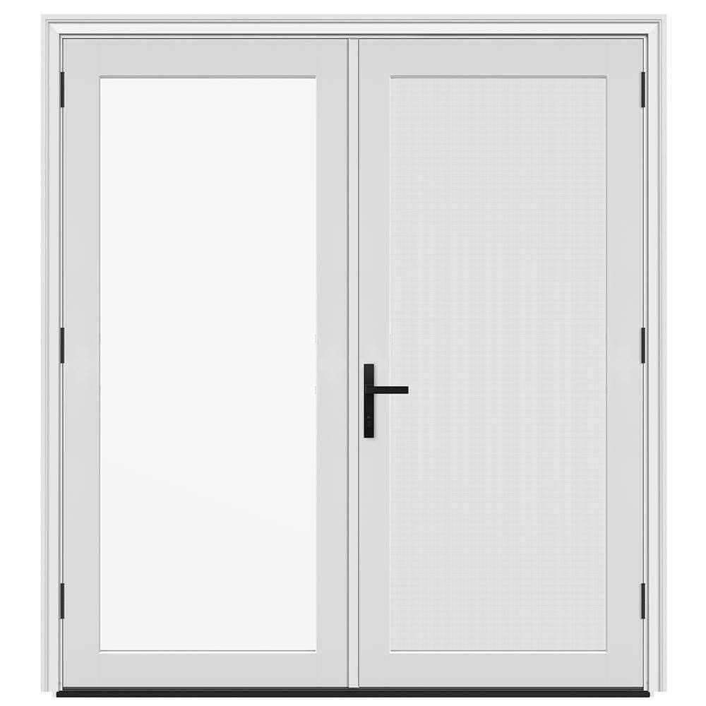 60 in. x80 in. F4500 Left-Hand/Outswing Primed Fiberglass French Patio Door w/Low-E Impact Glass,Black Handle and Screen price history on PriceWatchPro