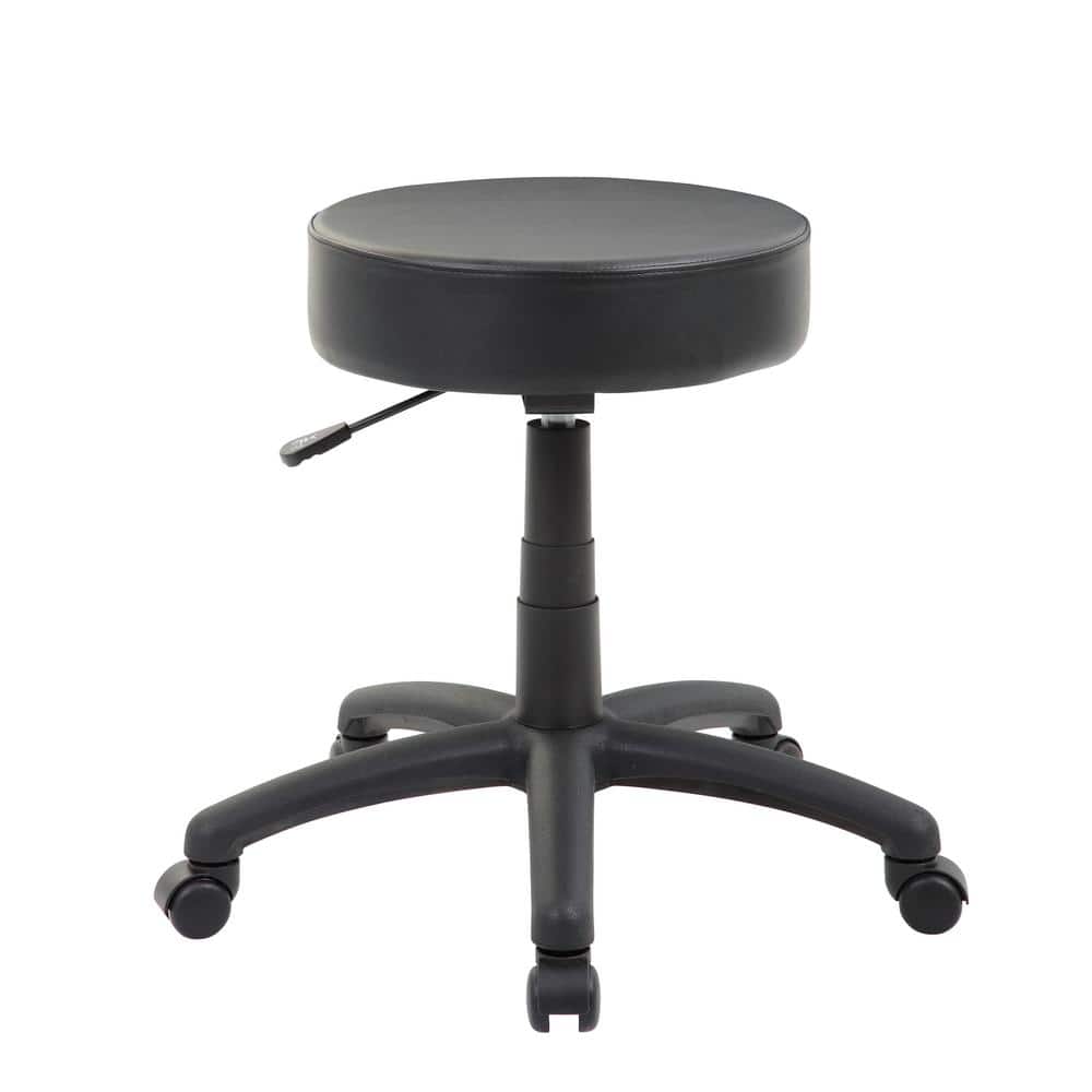 Black Vinyl Task Stool with Seat Height Adjustment