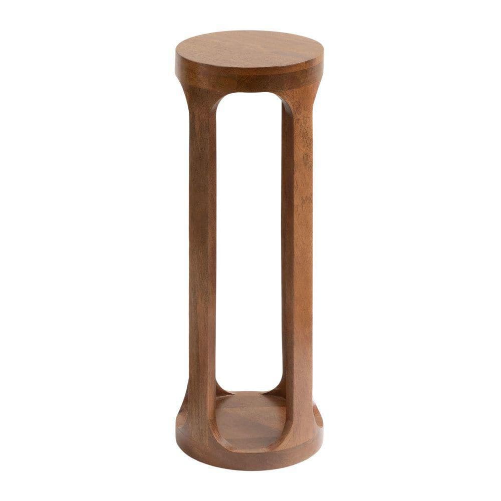 Dahl 8.00 in. Walnut Brown Round Solid Wood End Table - thumbnail 7