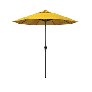 7.5 ft. Black Aluminum Market Patio Umbrella Auto Tilt in Sunflower Yellow Sunbrella