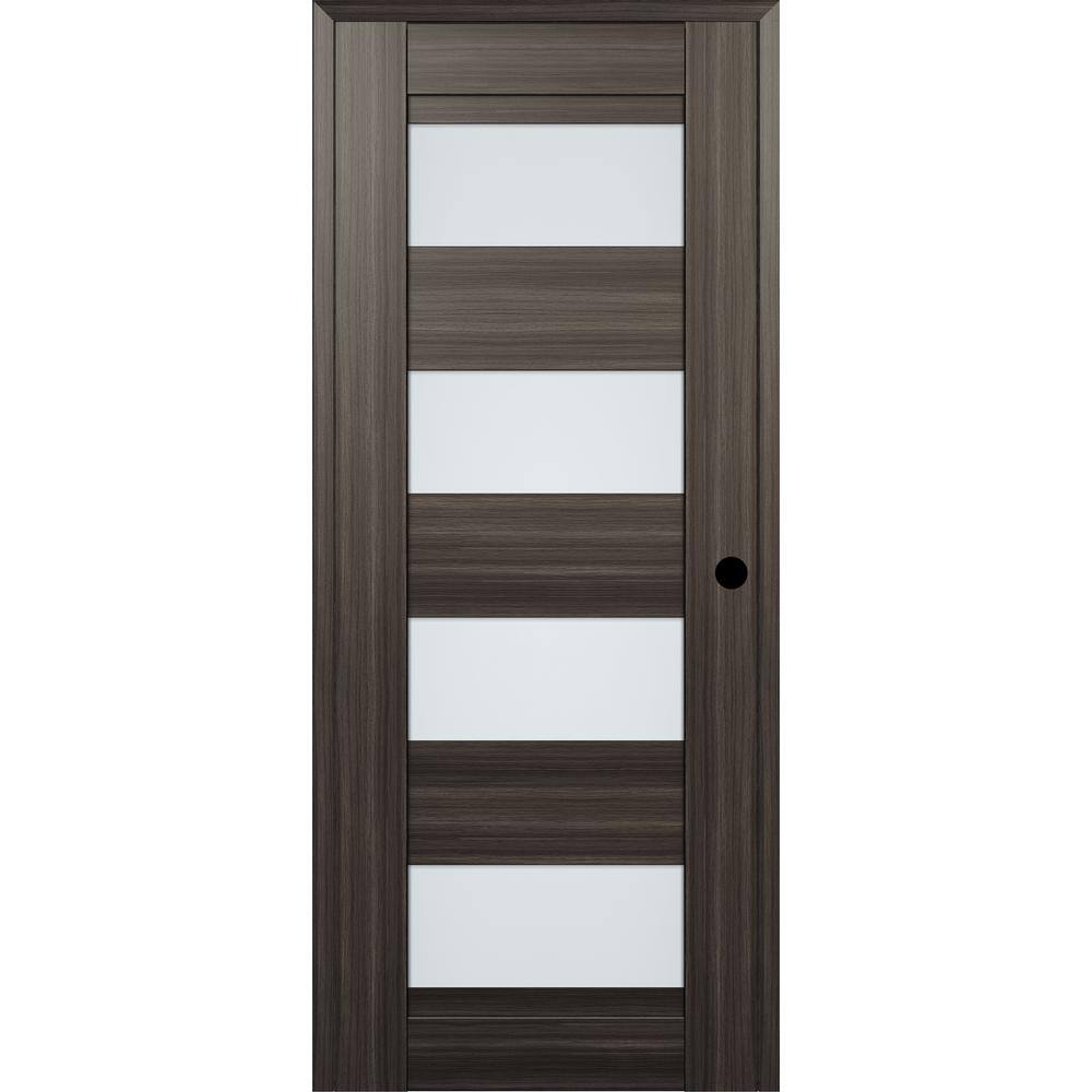 Gray Oak Composite Left-Handed Frosted Glass 4-Lite Interior Door
