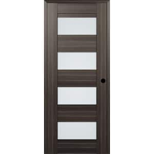 Della 28 in. x 80 in. Left-Hand Frosted Glass Solid Core 4-Lite Gray Oak Wood Composite Single Prehung Interior Door