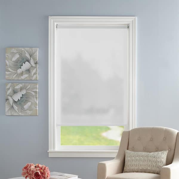 Cut to Size White Cordless Blackout Fabric Roller Window Shade 24.5 in. W x 72 in. L
