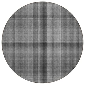Chantille ACN548 Gray 8 ft. x 8 ft. Round Machine Washable Indoor/Outdoor Geometric Area Rug