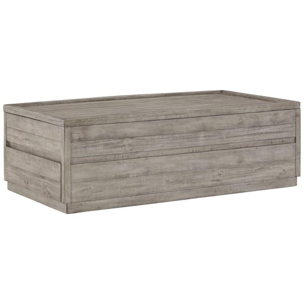 Benjara 28 in. Gray Rectangle Wood Coffee Table with 2-Drawer