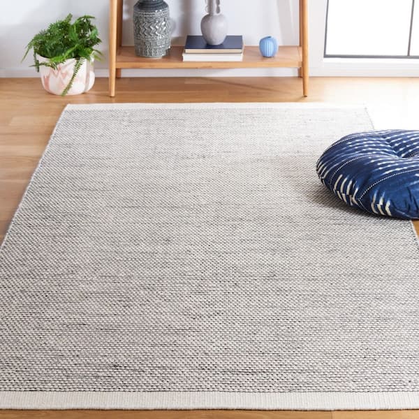 Natura 6 ft. x 6 ft. Black/Ivory Border 2--Toned Square Area Rug