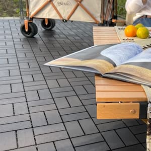 12 in. W x12 in.L Outdoor Courtyard Pattern Square Plastic PVC Interlocking Flooring Deck Tiles(Pack of 44 Tiles)in Gray
