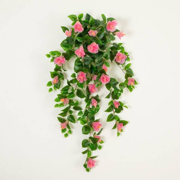 Nearly Natural 41 in. UV Resistant Artificial Hibiscus Hanging