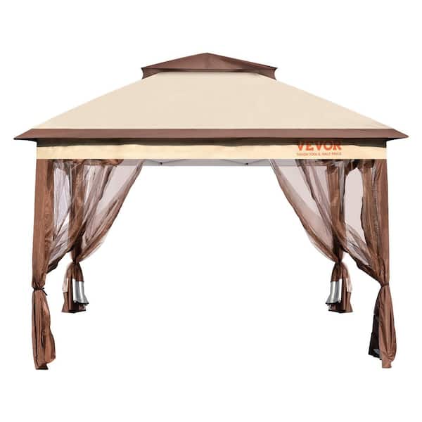 VEVOR Patio Gazebo, 11 ft. x 11 ft. Pop up Gazebo for 8-10 Person, with Mosquito Netting, Outdoor Canopy Shelter for Patio