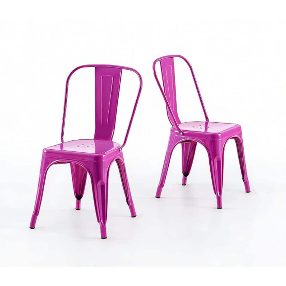 High Gloss Purple Metal Outdoor Dining Chair in Purple Set of 2 price history on PriceWatchPro
