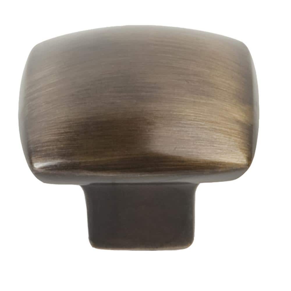 Vintage Brass Square Cabinet Knob with Mounting Hardware