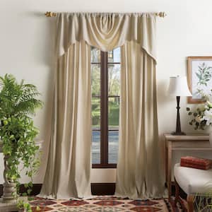 Naples Chenille Natural 37 in. W x 95 in. L Back Tab Light Filtering Curtain Panel (Set of 2)